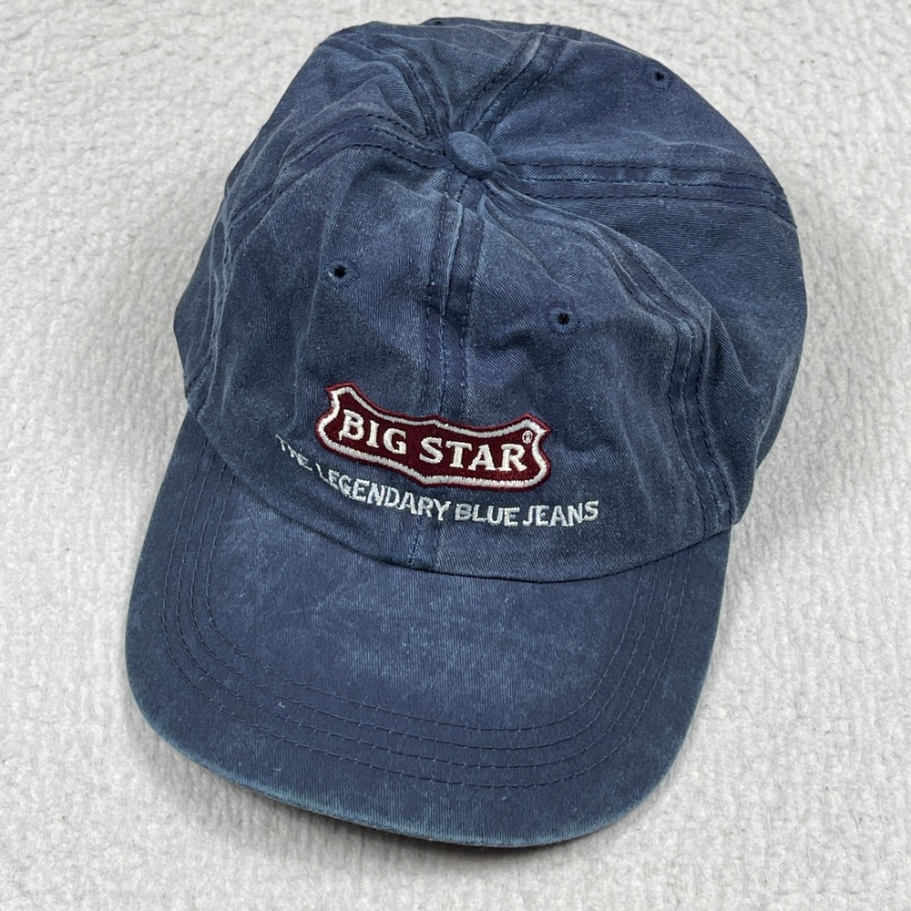 Big Star Blue Jeans Cap Mens OS Navy Faded Embroidered Logo Dad‎ Hat Vintage